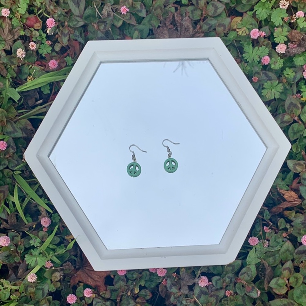 green peace sign earrings!